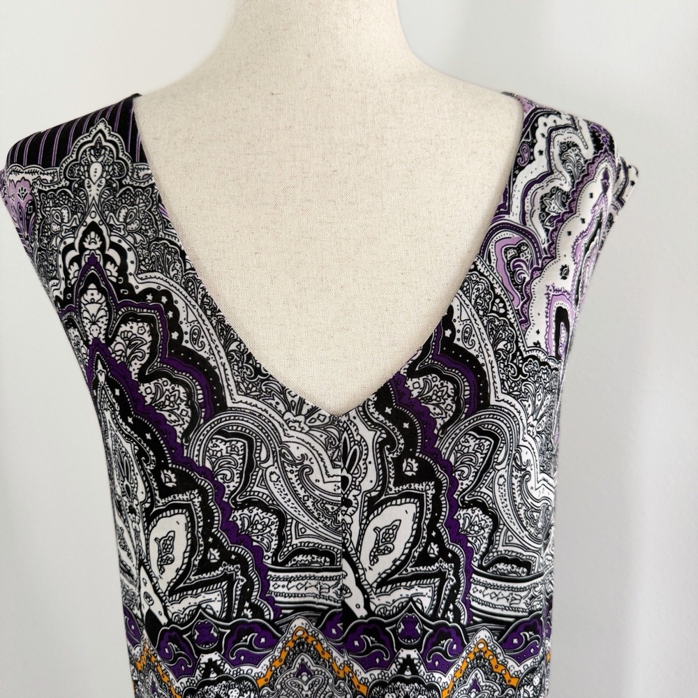 La Cera Maxi Dress Womens 1X Plus Purple Bohemian Artsy Indie Resortwear Stretch - Picture 3 of 9